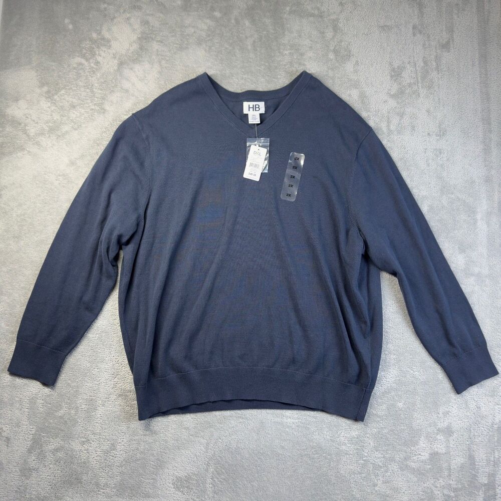 HB Sweater Mens Extra Extra Large Navy Blue Long Sleeve Stretch Big Tall DXL NWT